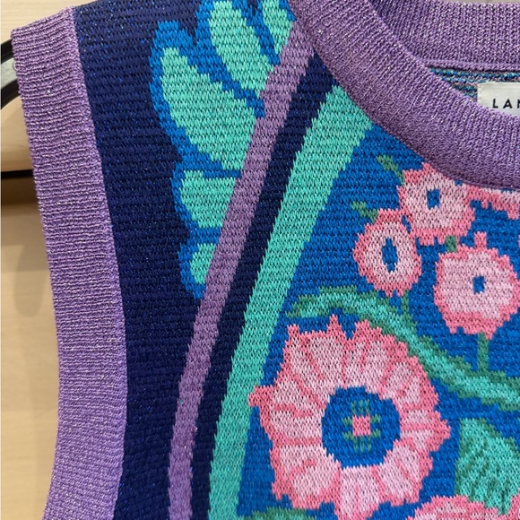 Lanhtropy Multicolor Floral Knit Sleeveless Sweater Vest Size S/M. - Picture 2 of 12